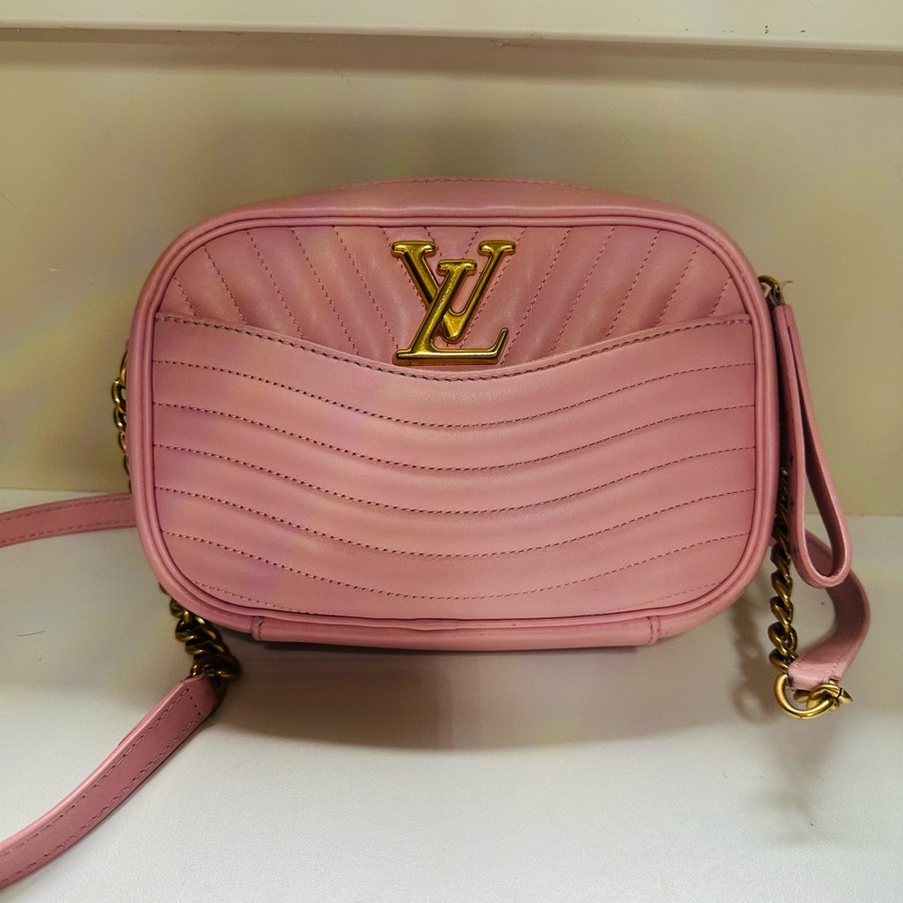 Louis Vuitton Light Pink Crossbody Bag with Gold Accents